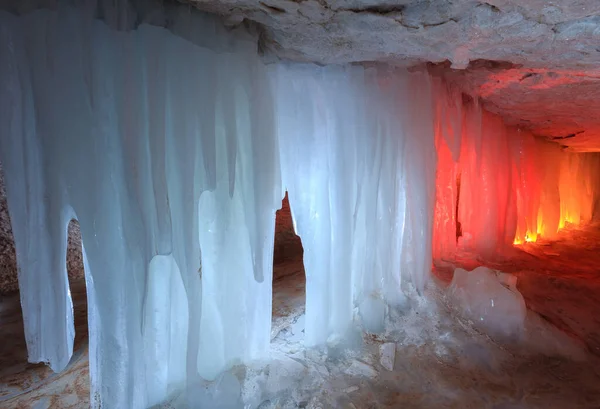 Underground Icicles Ice Stalactites Cave Village Kulogory Arkhangelsk Region Russia — Stock Photo, Image