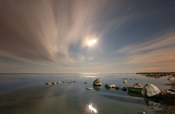 Sommernacht Mondlandschaft Des Ladoga Sees Leningrader Gebiet Russland — Stockfoto