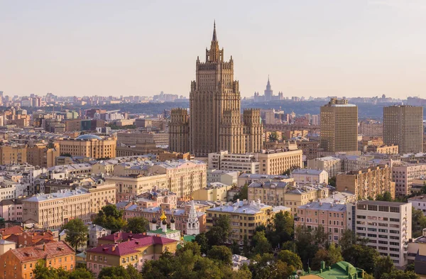 Sonniges Stadtbild Von Moskau Der Hauptstadt Russlands Blick Vom Dach — Stockfoto