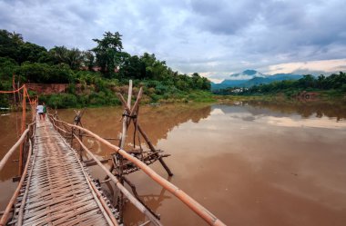 Luang Prabang 'daki Mekong Nehri, Laos, orman manzarası.