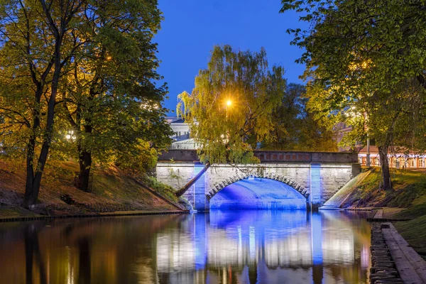 Night River Cityscape Riga Latvia Latvian National Opera Ballet — Stock Photo, Image