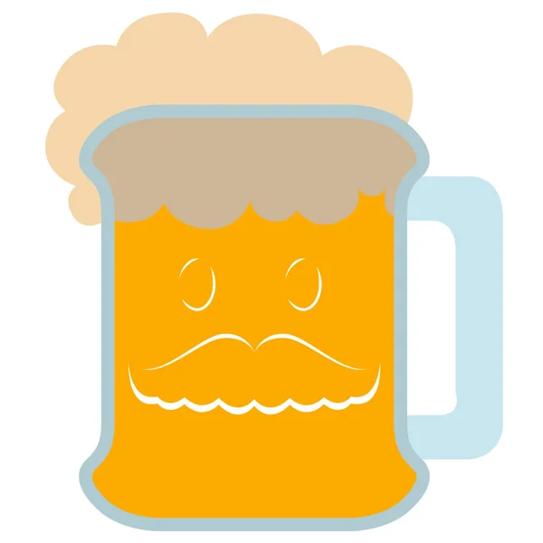 Cerveza con un icono de bigote — Vector de stock