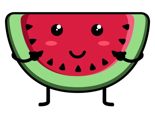 Niedliche Wassermelone Emoticon — Stockvektor