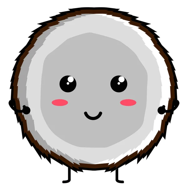 Cute coconut emoticon — Stock Vector