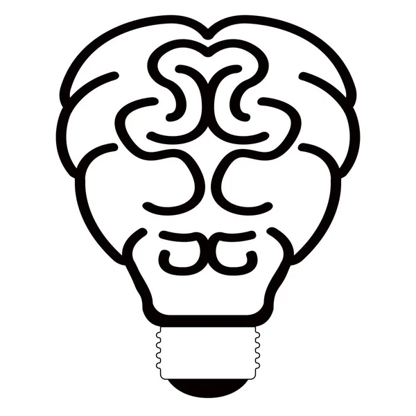 Profilo della lampadina cerebrale — Vettoriale Stock