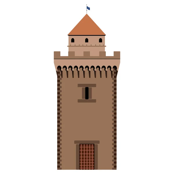 Imagem Isolada Torre Castelo Desenho Ilustração Vetorial — Vetor de Stock