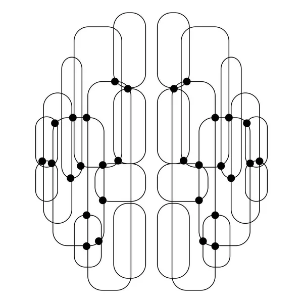 Desenho cerebral linear — Vetor de Stock