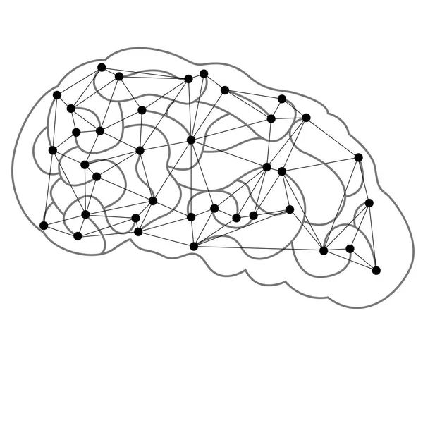 Desenho cerebral linear — Vetor de Stock