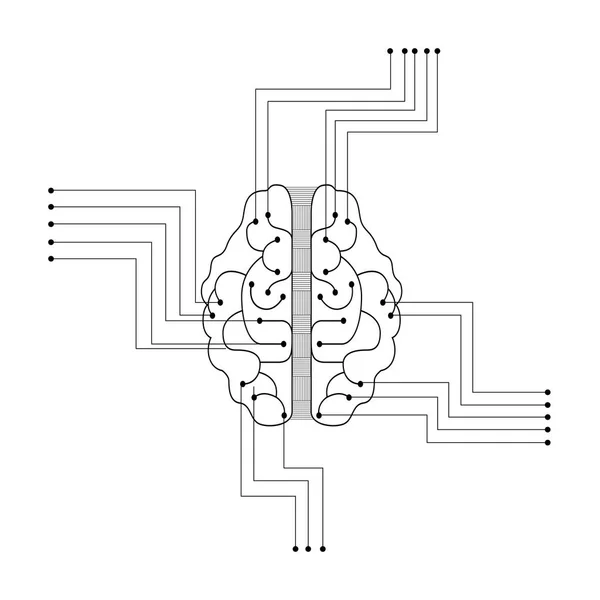 Diseño del cerebro lineal — Archivo Imágenes Vectoriales