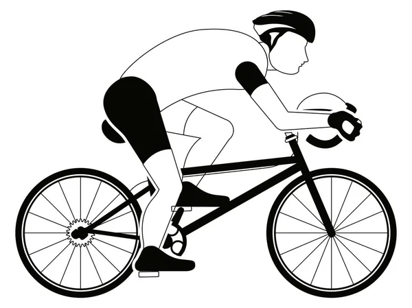 Silueta de ciclista aislada — Vector de stock