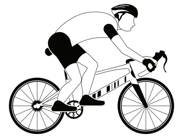 Silueta de ciclista aislada — Vector de stock