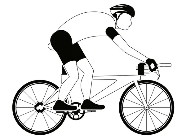 Silueta de ciclista aislada — Vector de stock