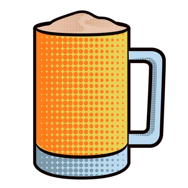 Halftoned style beer mug icon — Stock Vector