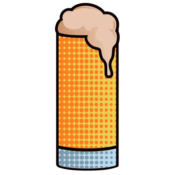 Halftoned style beer glass icon — Stock Vector