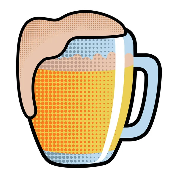 Icono de vidrio de cerveza de estilo medio tono — Vector de stock