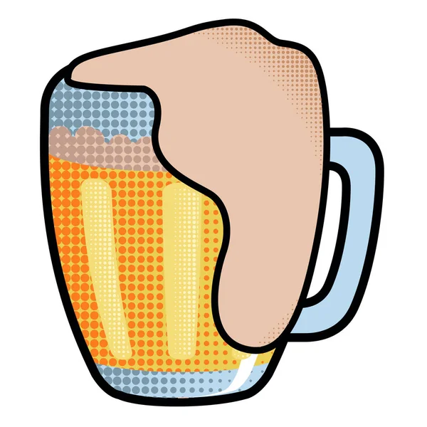 Halftoned style beer glass icon — Stock Vector