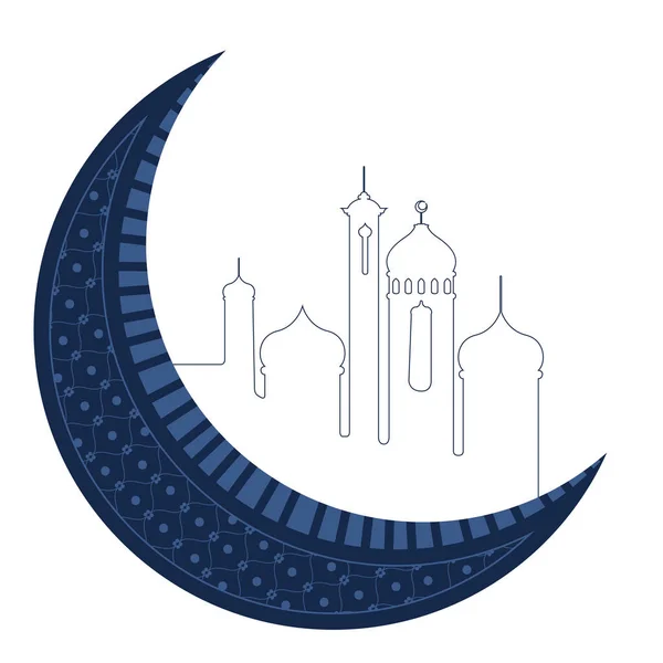 Mond mit arabischen Tempeln. ramadan kareem — Stockvektor