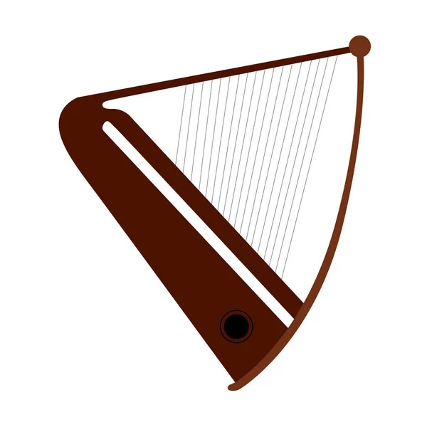 Instrumento musical de arpa aislado — Vector de stock
