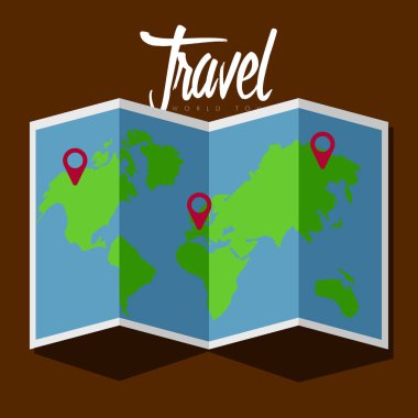 PIN entires ile harita simgesi. Seyahat kavramı