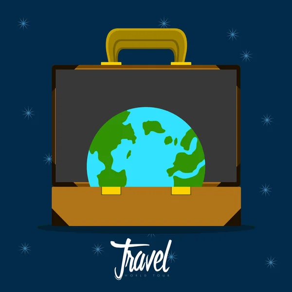 Sac de voyage avec un globe terrestre. Concept de voyage — Image vectorielle