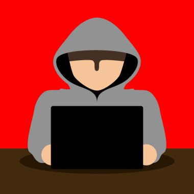 Hırsız bir bilgisayar simgesi kesmek. Siber saldırı