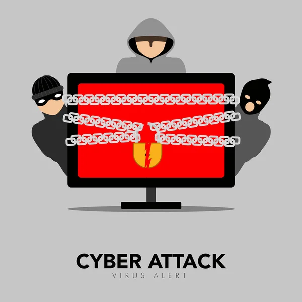 Cyber támadás koncepció grafikai tervezés — Stock Vector