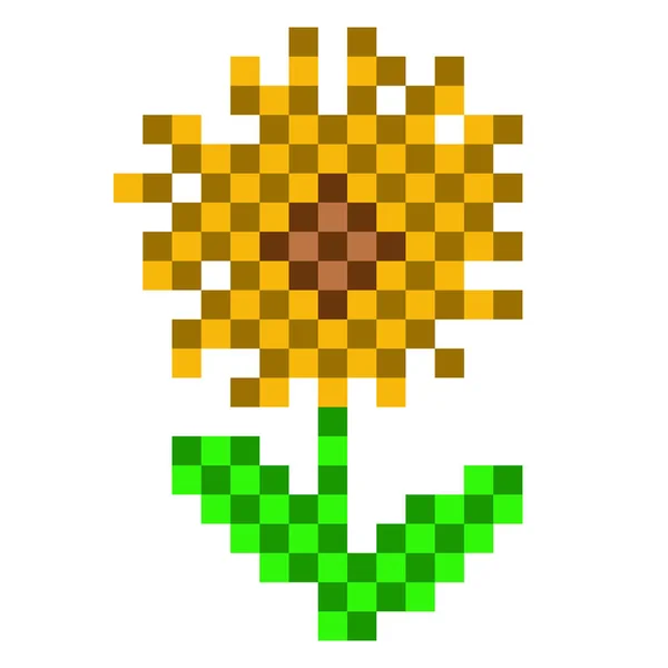 Icono de girasol pixelado — Vector de stock