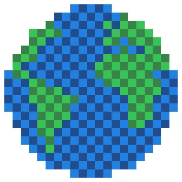 Pixelado icono globo terráqueo — Vector de stock