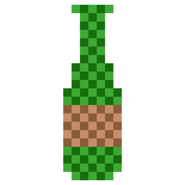 Icono de botella de cerveza pixelada — Vector de stock