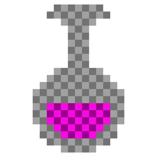 Icono de frasco de alquimia pixelada — Vector de stock