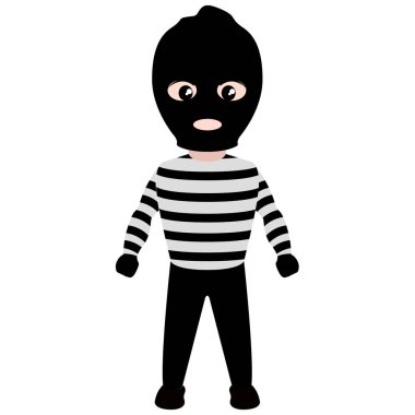 Bir hırsız kostümü ile evlat. Cadılar Bayramı