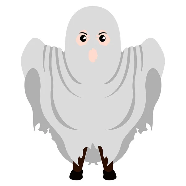 Kid with a ghost costume icon. Halloween — Stock Vector