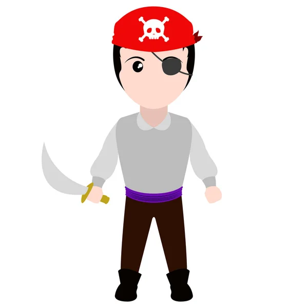 Kid with a pirate costume. Halloween — Stock Vector