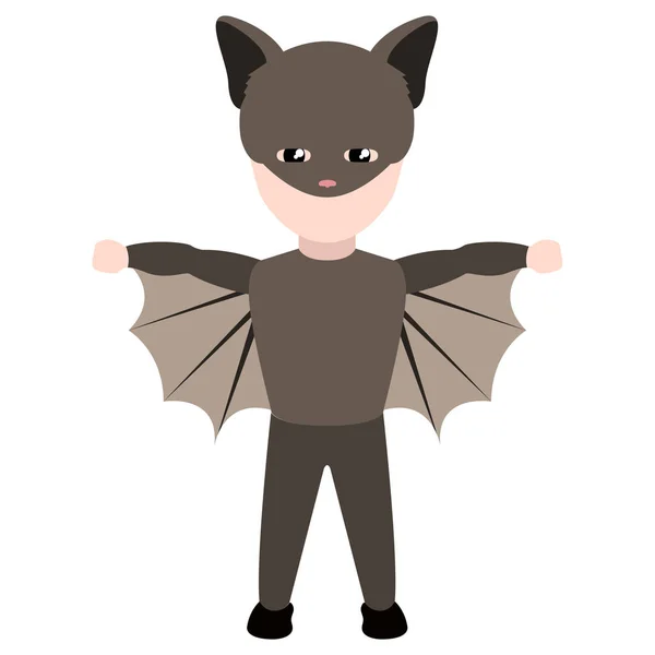 Kid with a bat costume. Halloween — Stock Vector
