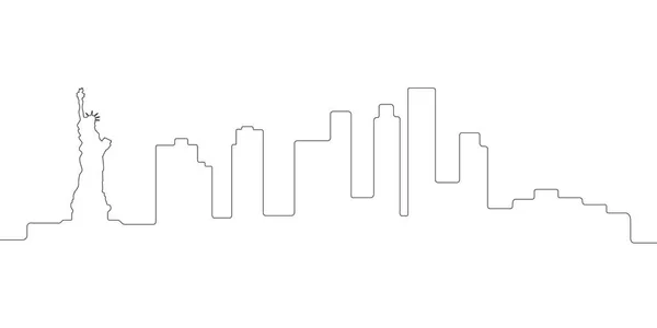 Ononderbroken Lijn Skyline Van New York Vector Illustratie Ontwerp — Stockvector