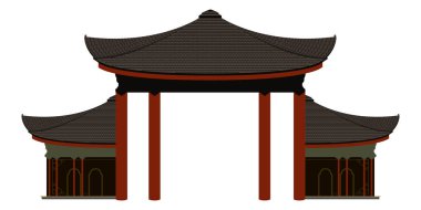 İzole renkli Asya Bina simge