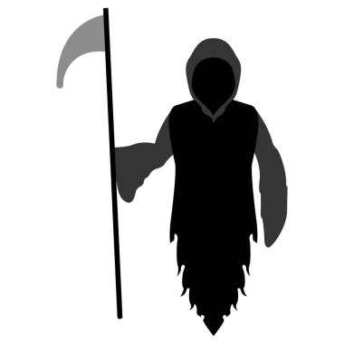 Tırpan simgesi ile izole ölüm meleği. Vektör çizim tasarım