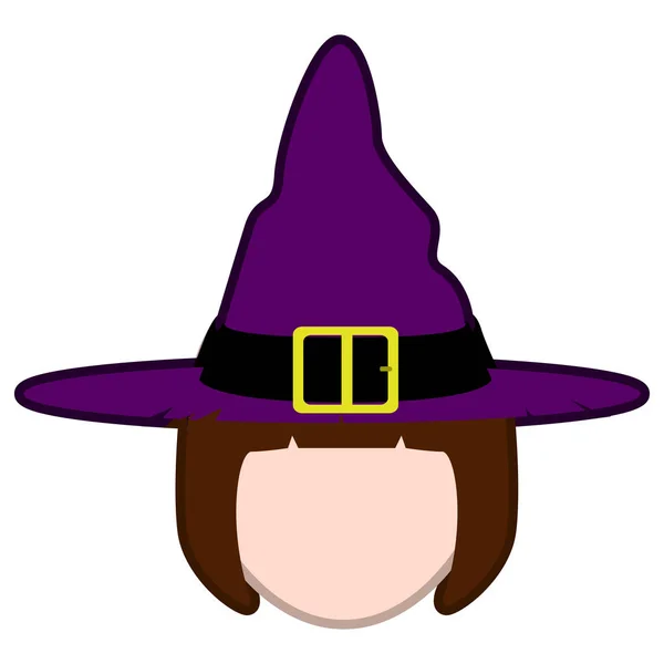 Łeb z kapelusz czarownicy. Halloween — Wektor stockowy