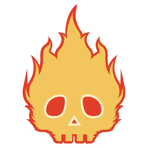 Spooky skull on fire icon — Stock Vector