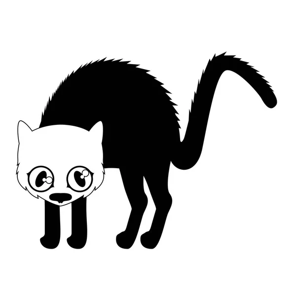 Geïsoleerde schattig zwarte kat pictogram — Stockvector