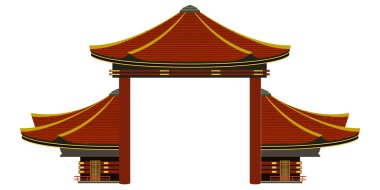 İzole renkli Asya Bina simge