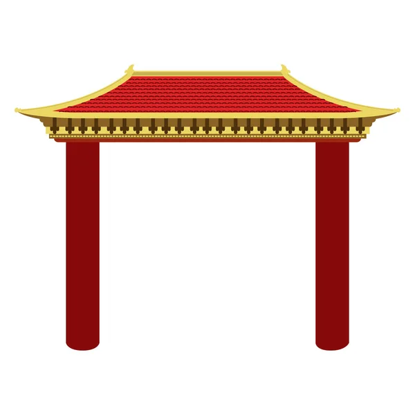 Isolerade färgade asiatisk byggnad ikonen — Stock vektor