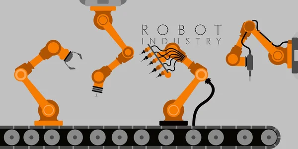 Set Gekleurde Robotarmen Vector Illustratie Ontwerp — Stockvector