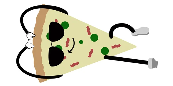 Una rebanada de pizza en reposo. Comida rápida — Vector de stock