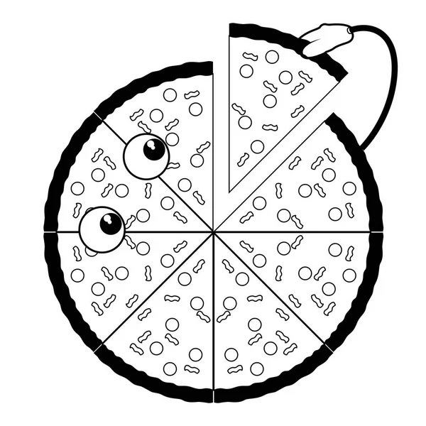 Emoto de pizza aislada. Comida rápida — Vector de stock