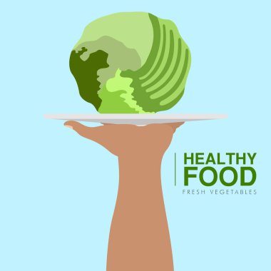 Bir marul tutan el. Sağlıklı gıda kavramı