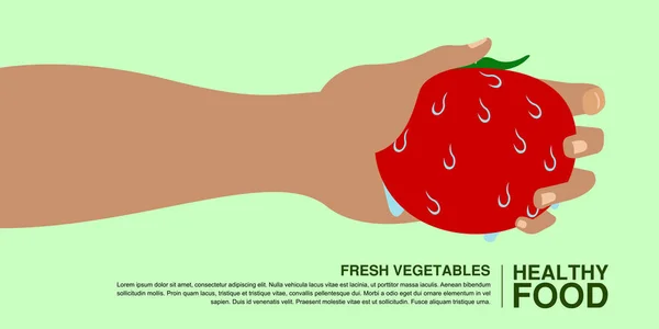 Mano sosteniendo un tomate. Concepto de comida saludable — Archivo Imágenes Vectoriales