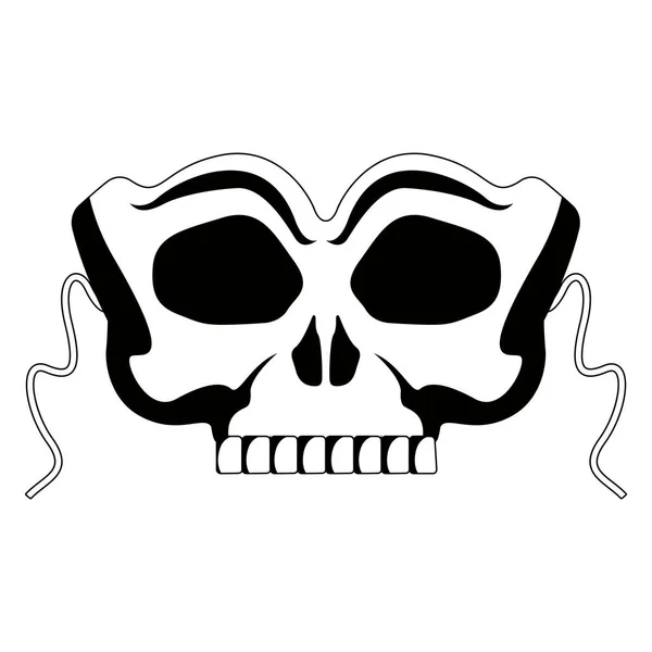 Máscara aislada del cráneo de Halloween — Vector de stock