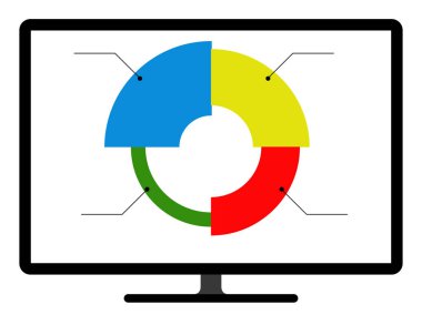 Renkli pasta grafiği grafik bilgisayar ekranında