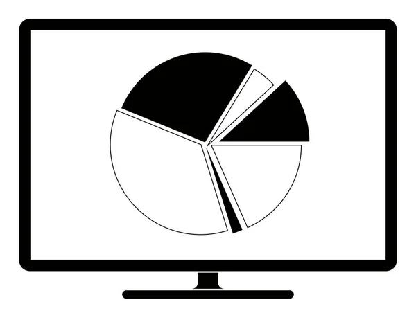 Pie chart graph on a computer screen — Stock Vector